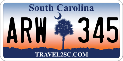 SC license plate ARW345
