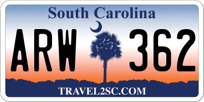 SC license plate ARW362