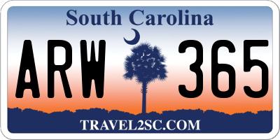 SC license plate ARW365