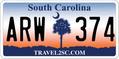 SC license plate ARW374