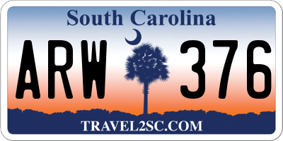SC license plate ARW376