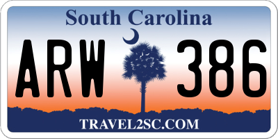 SC license plate ARW386