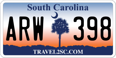 SC license plate ARW398