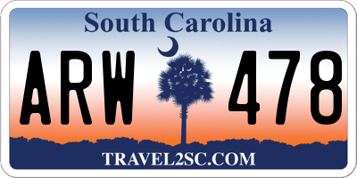 SC license plate ARW478