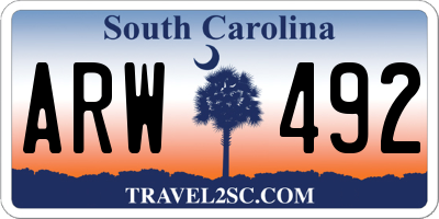 SC license plate ARW492
