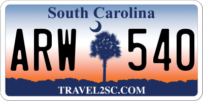 SC license plate ARW540