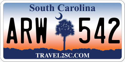 SC license plate ARW542