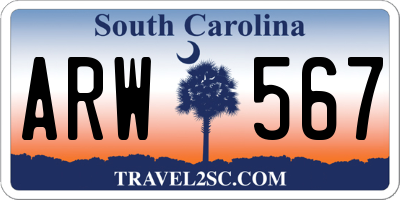 SC license plate ARW567