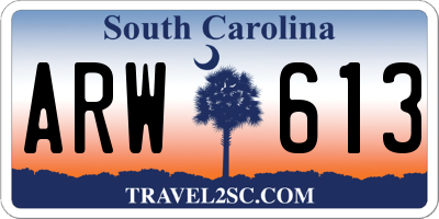 SC license plate ARW613