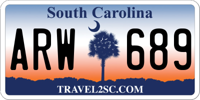SC license plate ARW689