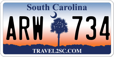 SC license plate ARW734
