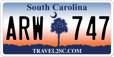 SC license plate ARW747