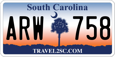 SC license plate ARW758
