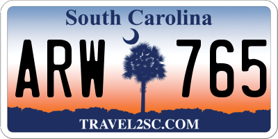 SC license plate ARW765