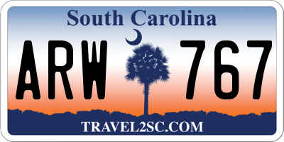 SC license plate ARW767