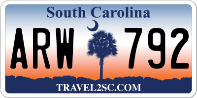 SC license plate ARW792