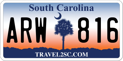 SC license plate ARW816