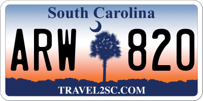 SC license plate ARW820