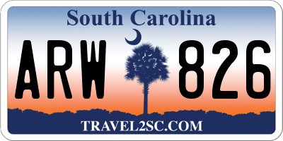 SC license plate ARW826