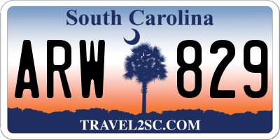 SC license plate ARW829