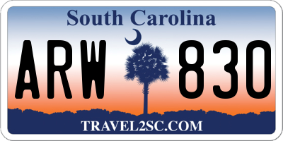 SC license plate ARW830