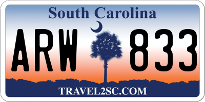 SC license plate ARW833