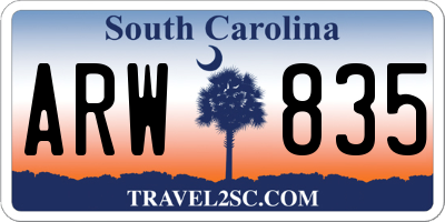 SC license plate ARW835