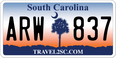 SC license plate ARW837