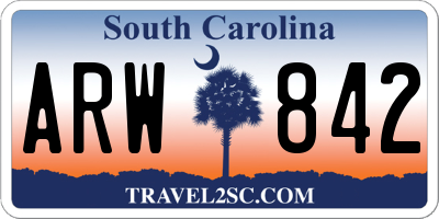 SC license plate ARW842