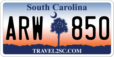 SC license plate ARW850