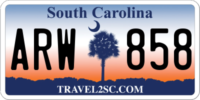 SC license plate ARW858