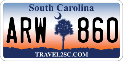 SC license plate ARW860