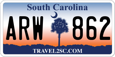 SC license plate ARW862