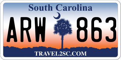 SC license plate ARW863