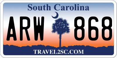 SC license plate ARW868