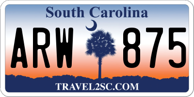 SC license plate ARW875