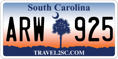 SC license plate ARW925