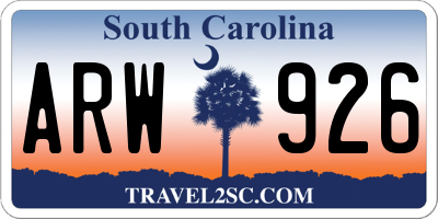 SC license plate ARW926