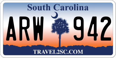SC license plate ARW942