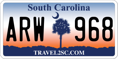 SC license plate ARW968