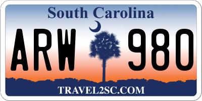 SC license plate ARW980