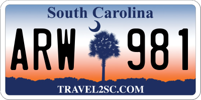 SC license plate ARW981