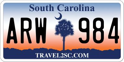 SC license plate ARW984