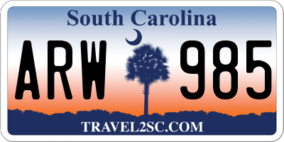 SC license plate ARW985
