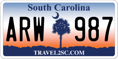 SC license plate ARW987