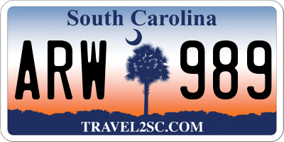 SC license plate ARW989