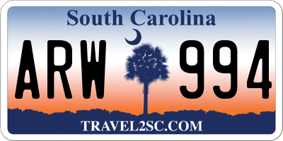 SC license plate ARW994
