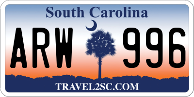 SC license plate ARW996