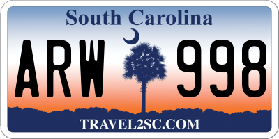 SC license plate ARW998