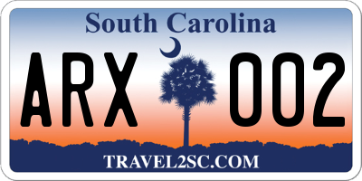 SC license plate ARX002